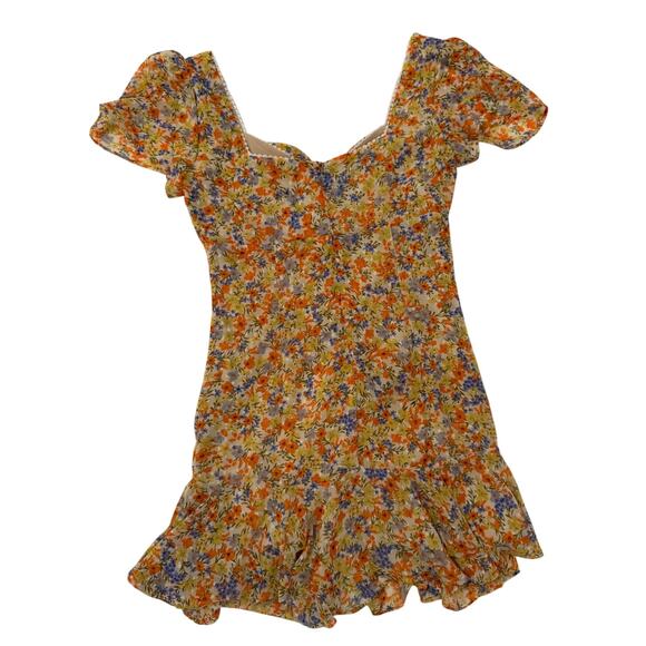 ASTR So Smitten Mini Dress Women's Large Orange Floral Revolve Cottagecore - Picture 4 of 16